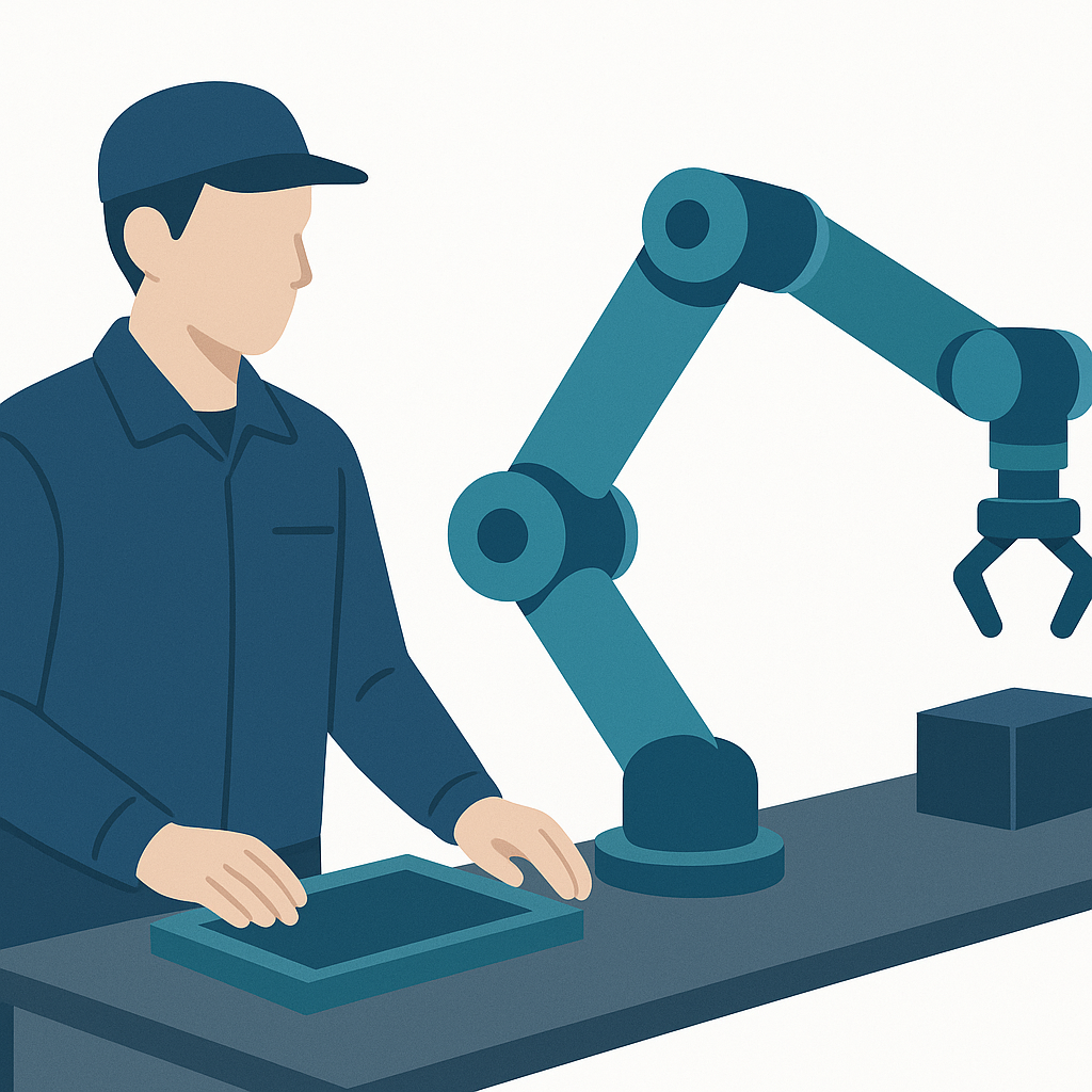 協働ロボットと人間が並んで作業する様子